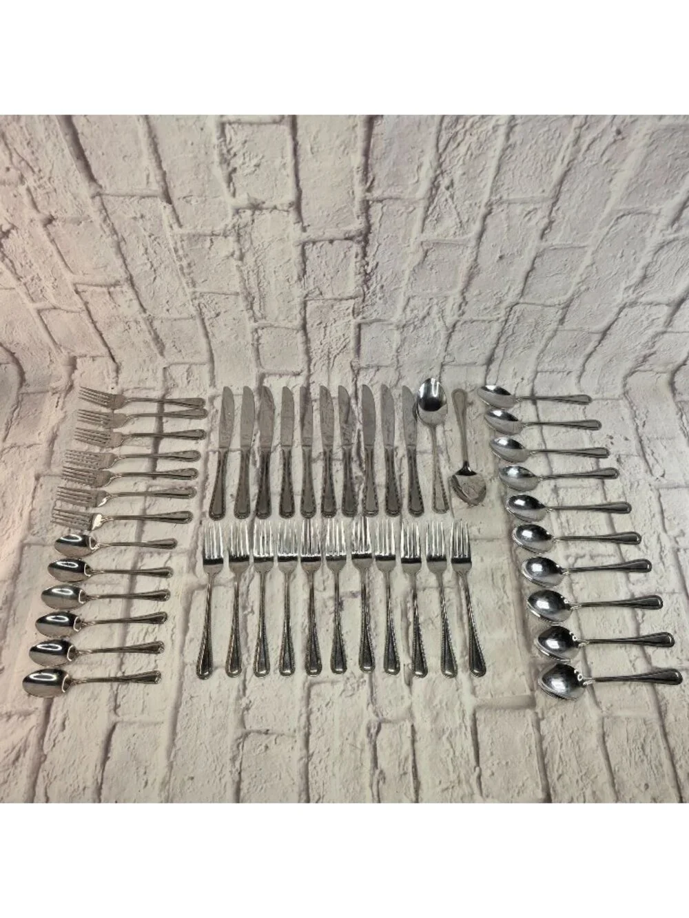 Cuisinart 18/10 Stainless Flatware Set of 46 Pieces Mixed w/ Beaded Edge Design
